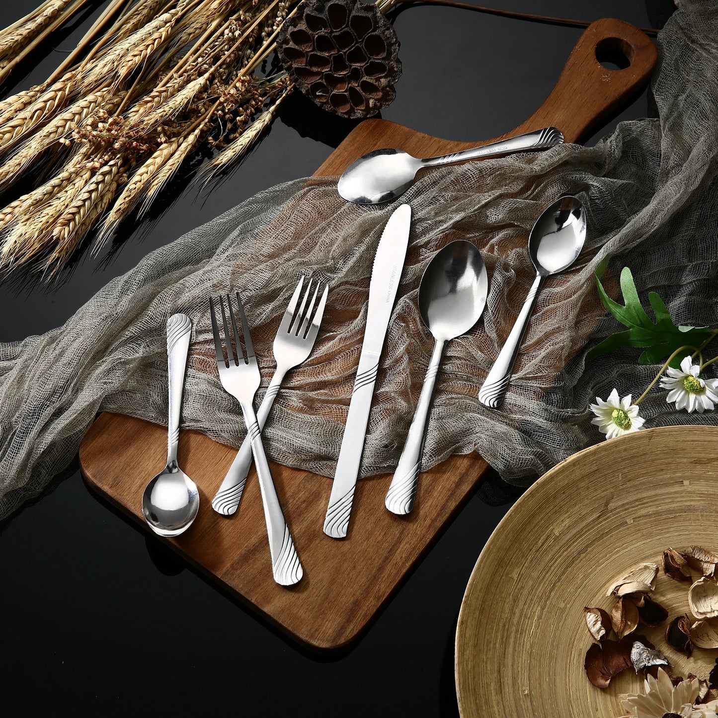 HANSMART 48 Piece Stainless Steel Flatware Set For 8 People Dishwasher Safe Mirror Polished Finish 8 Place Settings
