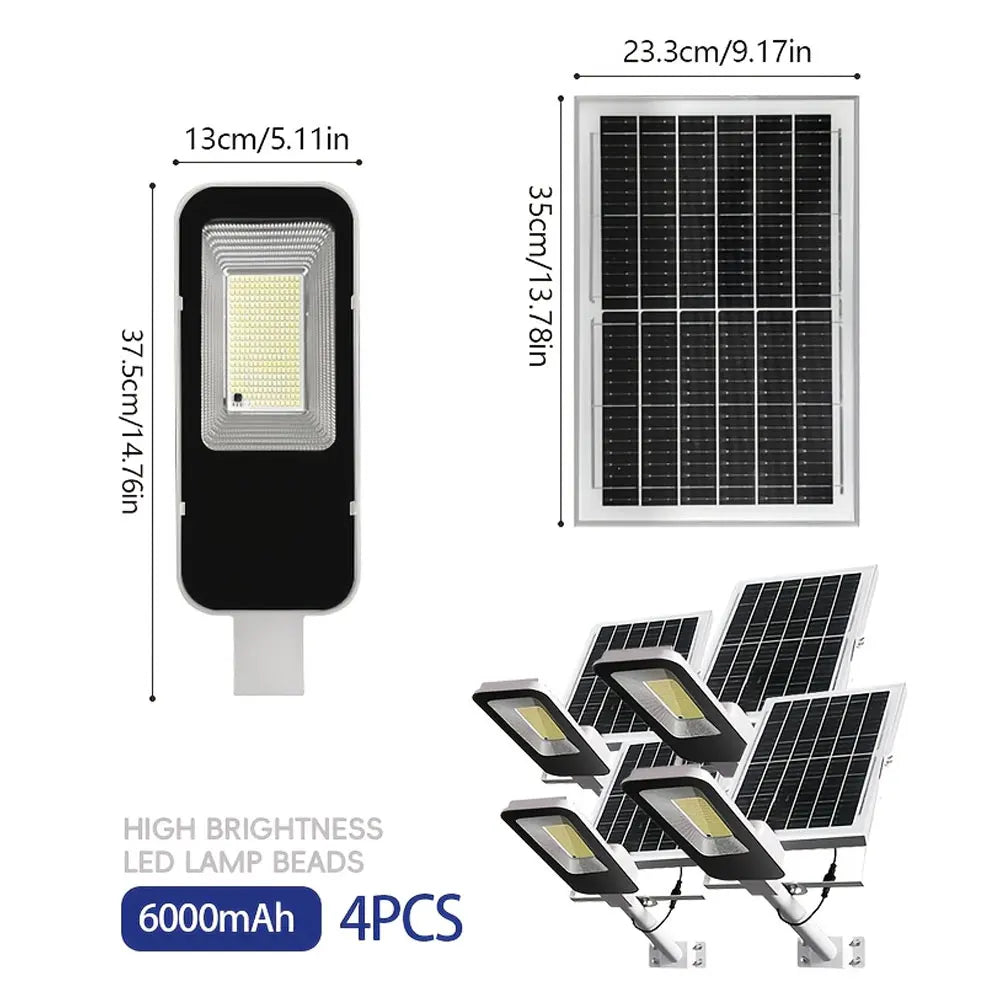 6000mAh Solar Street Lamps Outdoor Waterproof Dusk To Dawn Plastic With Battery