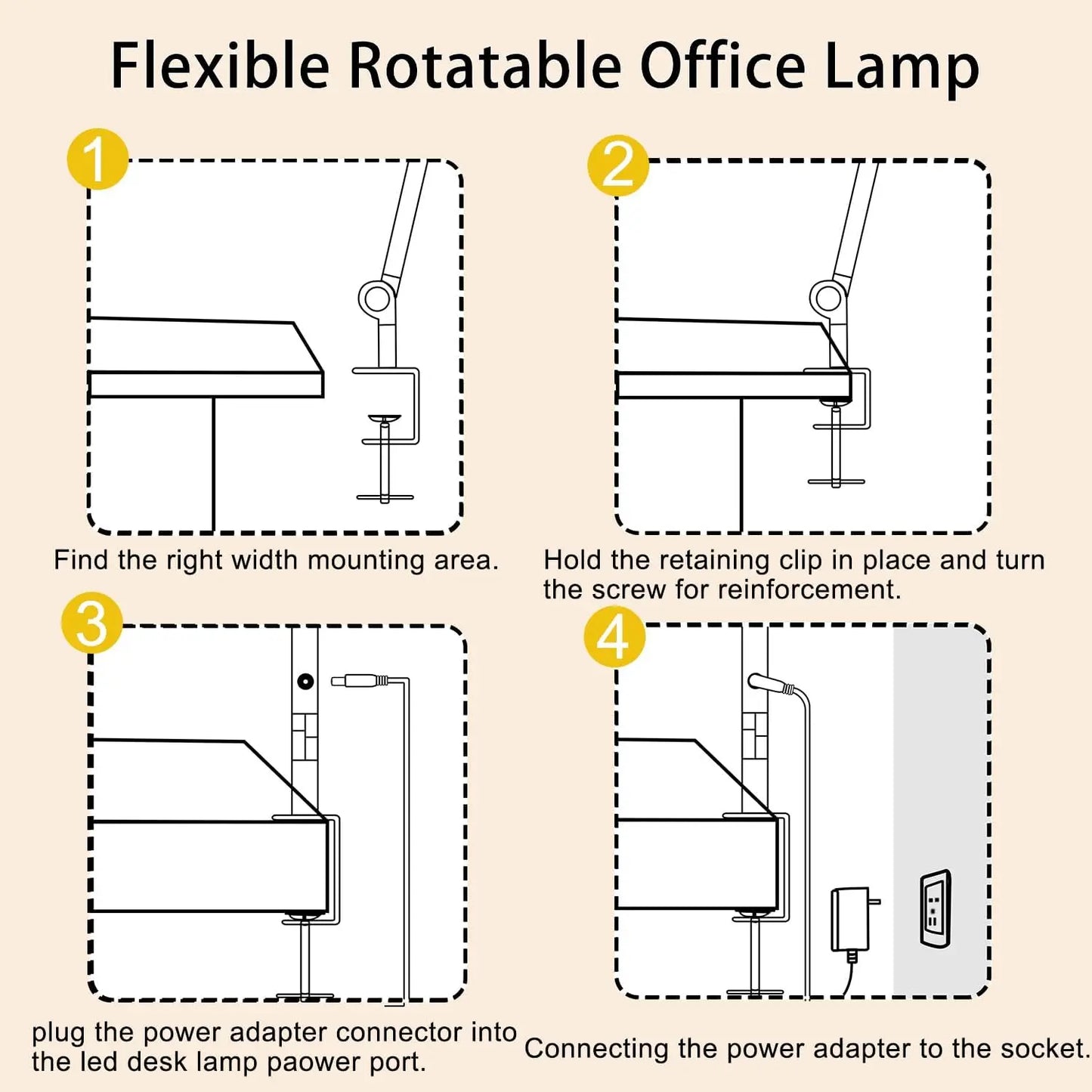 LED Desk Lamp With Clamp Swing Arm Three Light Sources