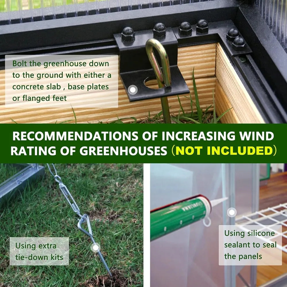 Outdoor AluminumAlloy Greenhouse Kit With Adjustable Roof Vent PolycarbonatePanels
