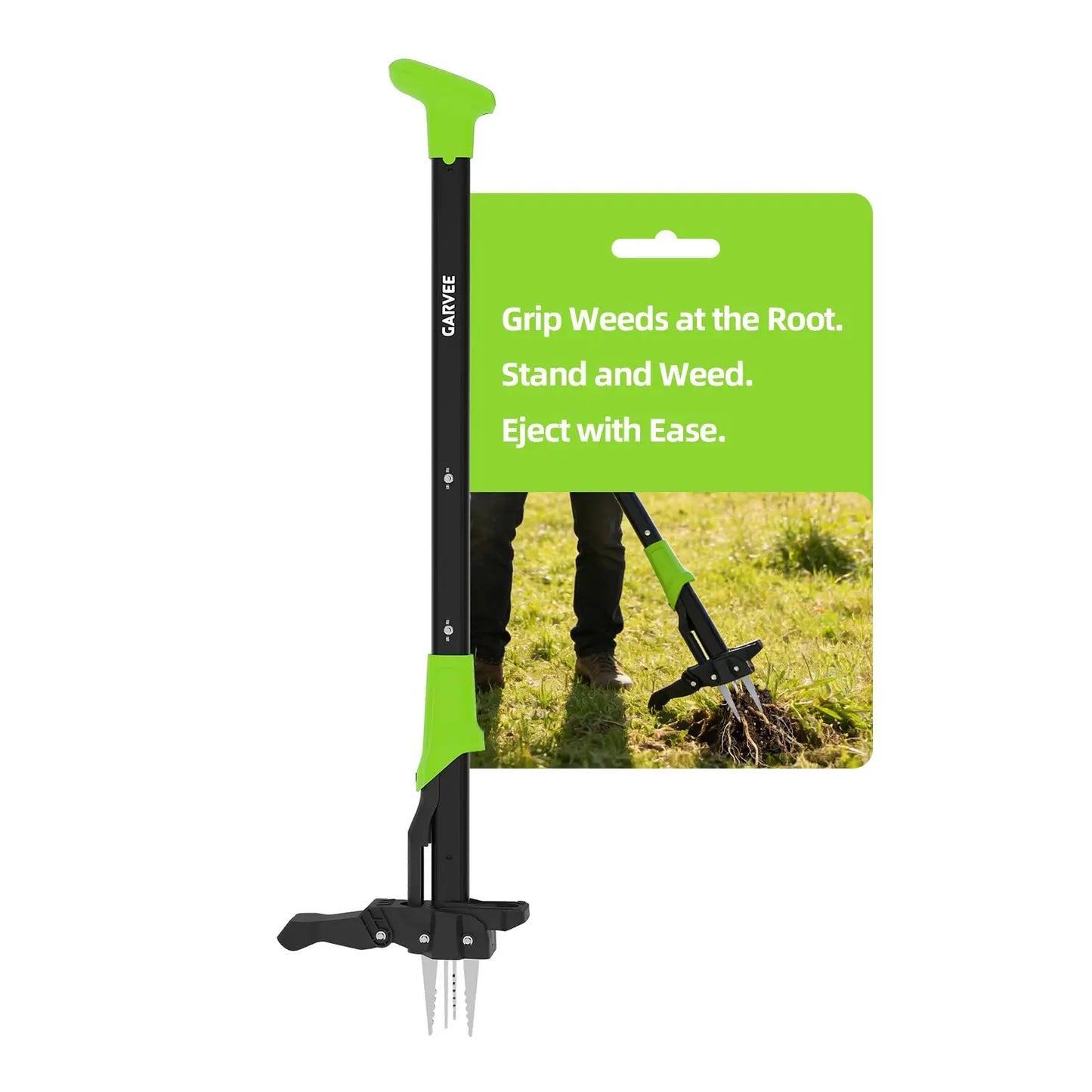 HiMISS Stand Up Weed Puller With 40 Inch Handle And 4 Claw Ejector Root Remover Pro