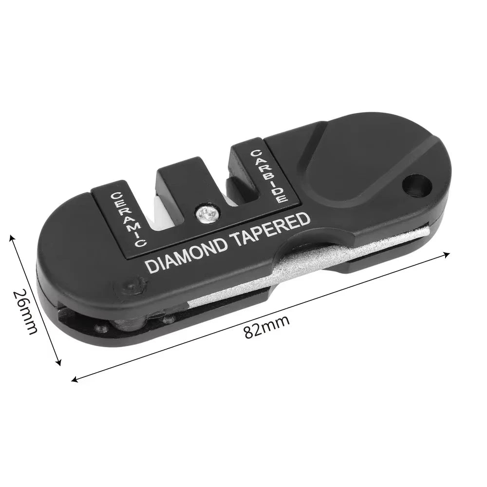 4 In 1 Pocket Knife Sharpener With Tungsten Carbide And Ceramic Stones For Straight Edge Serrated Knives