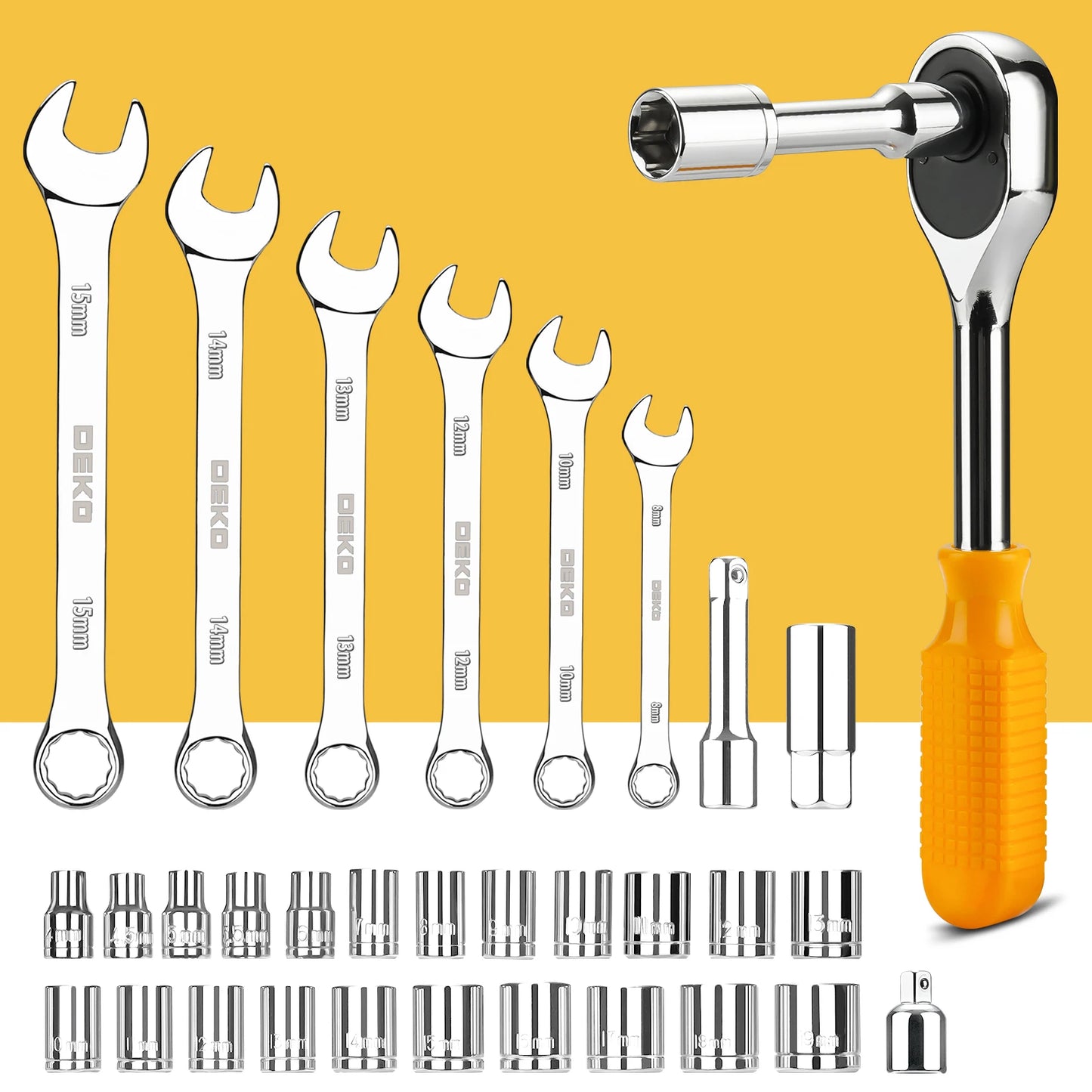 DEKODIY 228Pcs Socket Wrench Auto Repair Tool Set With Toolbox