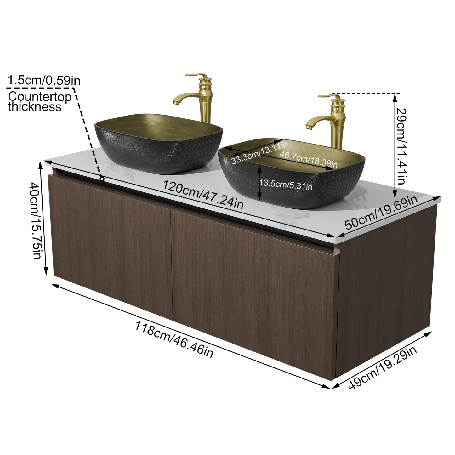 Wisfor Floating Vanity With Ceramic Sink Wall Mounted