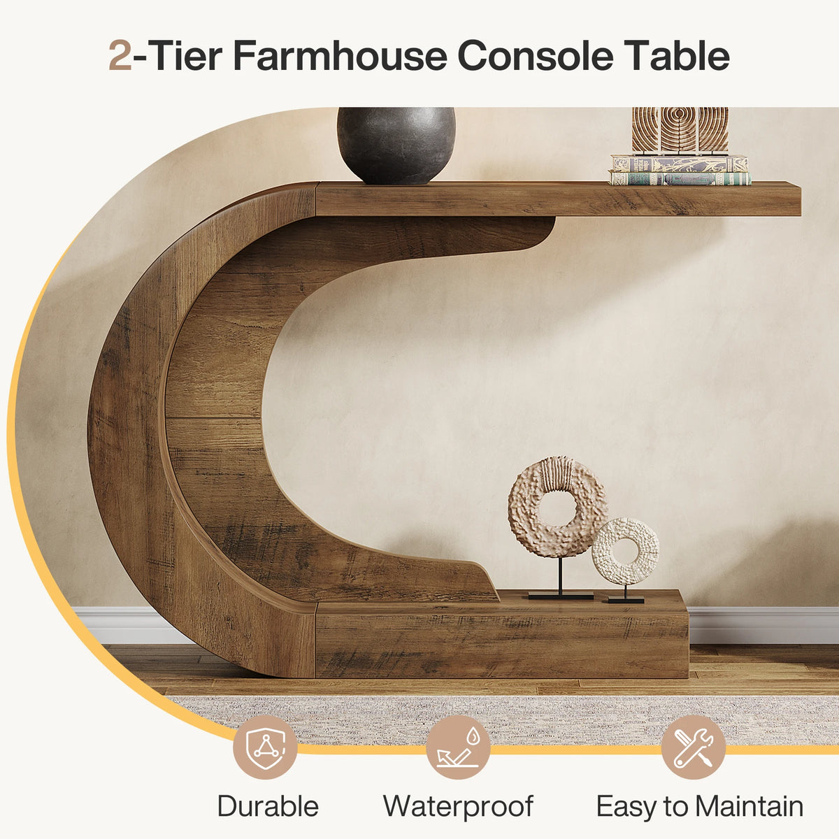 Tribesigns Mid Century Modern Oval Console Table 43 Inch Entryway Decor