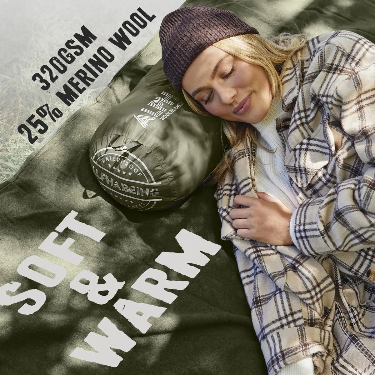 Heavy Duty Waterproof Outdoor Blanket With Merino Wool Lining