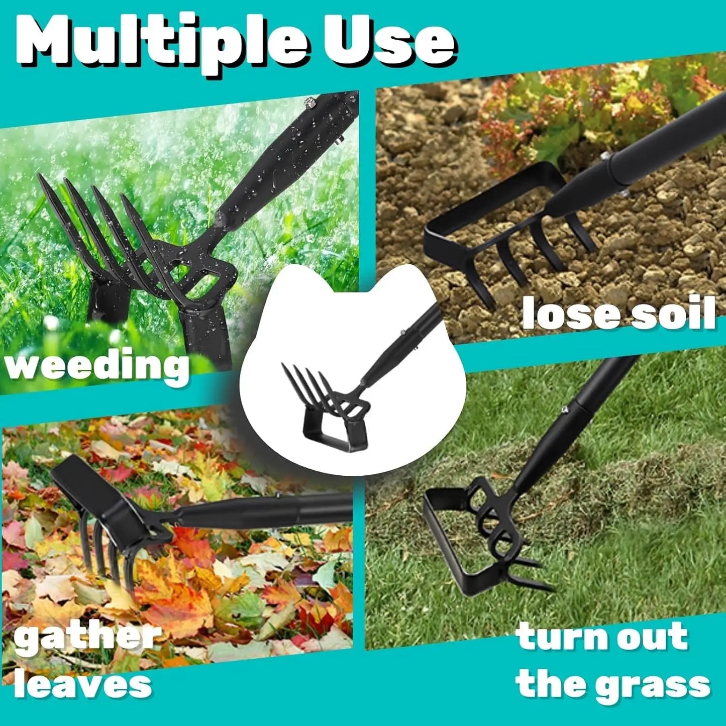 Adjustable Garden Hoe With Rake Tiller For Superior ErgonomicallyDesigned Cultivation