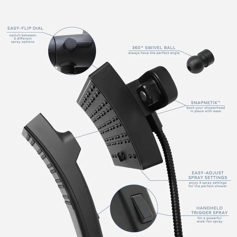 Dual Function Shower Set With Fixed And Handheld Heads For Modern Bathrooms And Showers