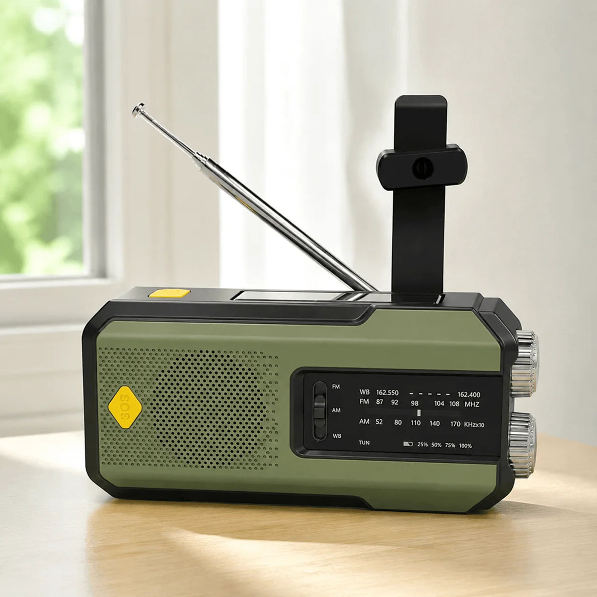 Stonego Solar Hand Crank Emergency Radio With Am Fm And 2000 Mah Power Bank