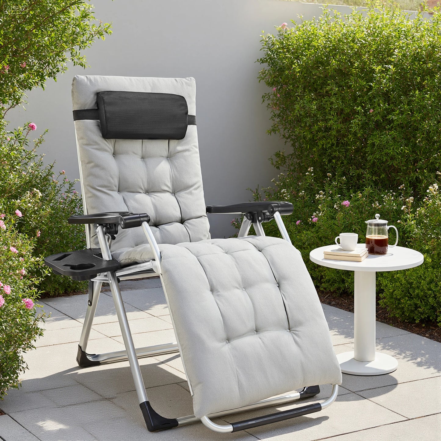 JHK Zero Gravity Portable Outdoor Recliner For Patio Garden Metal Frame Lockable Recline