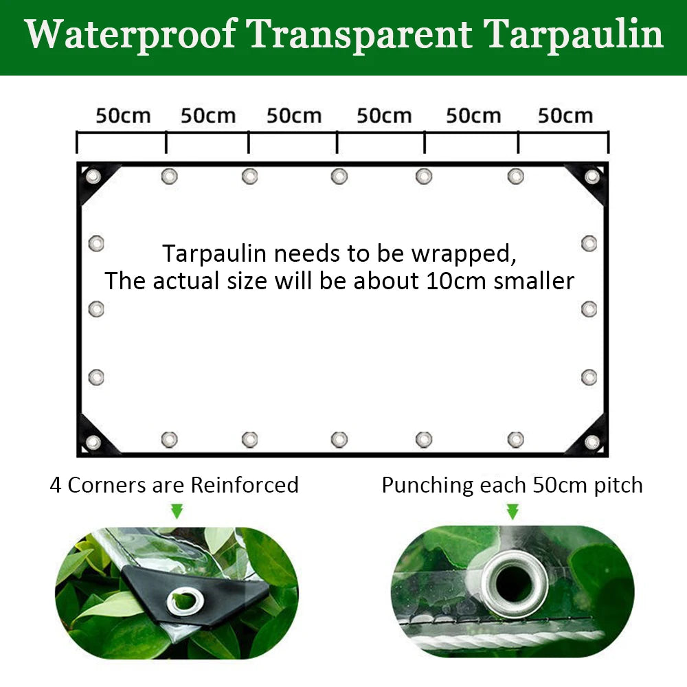 Transparent PVC Tarpaulin Waterproof Heavy Duty Outdoor Cover