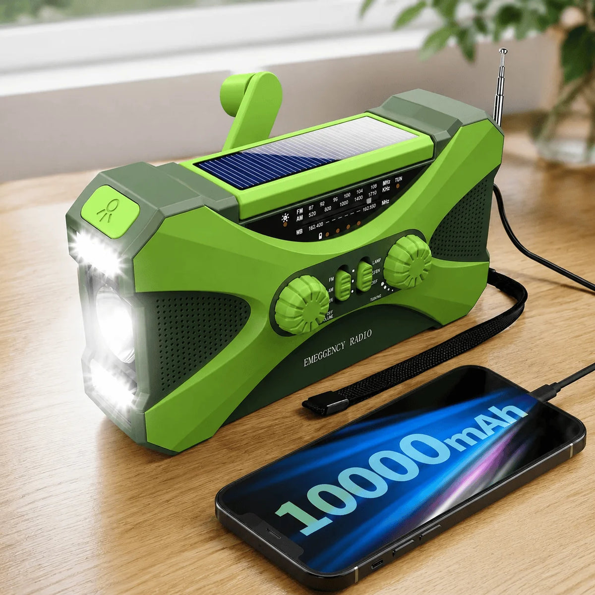Stonego Solar Hand Crank Emergency Radio With 10000 Mah Powerbank