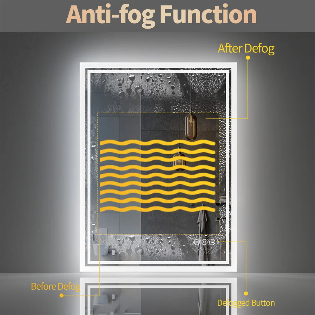 Luvodi Frameless Dimmable LED Backlit Bathroom Mirror With Anti Fog Sensor