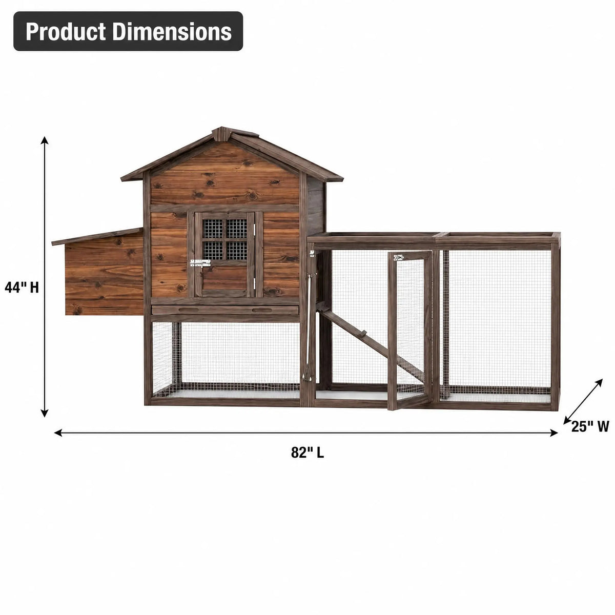 Outdoor Raised Chicken Coop With Secure Run And Nesting Box