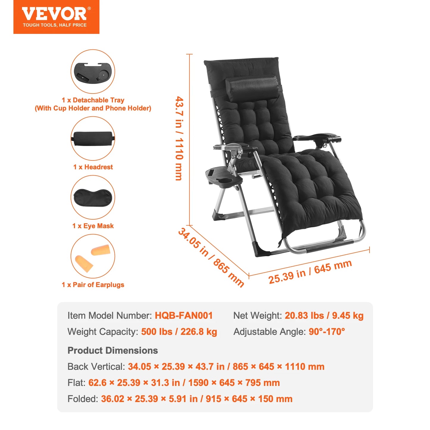 SucceBuy 33 Inch Zero Gravity Chair Recliner With Adjustable Recline And Cupholder Up To 500 Lbs Patio Poolside Use