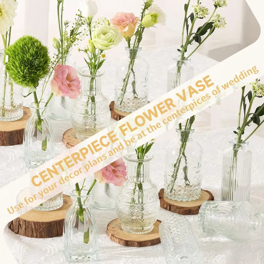 Vintage Clear Bud Vase Set For Wedding Centerpieces 32 Glass Vases With Assorted Designs And Sizes