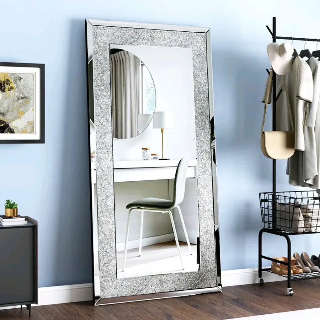 Luvodi Framed Wall Mirror 47X24 Inch HD Silver Glass Vanity Decor