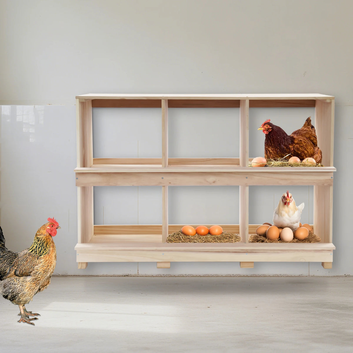 Six Wooden Chicken Nesting Boxes For Backyard Poultry Hens