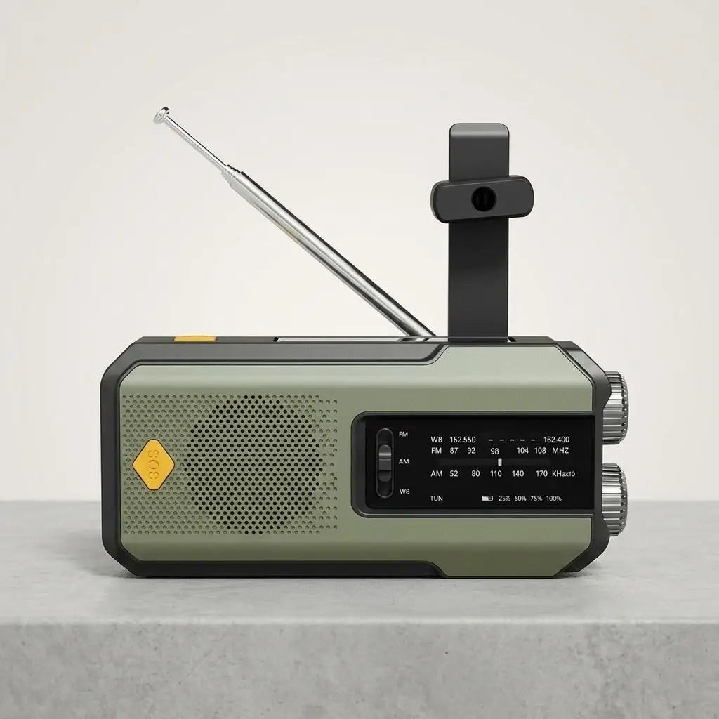 Stonego Solar Hand Crank Emergency Radio With Noaa Am Fm Power Bank