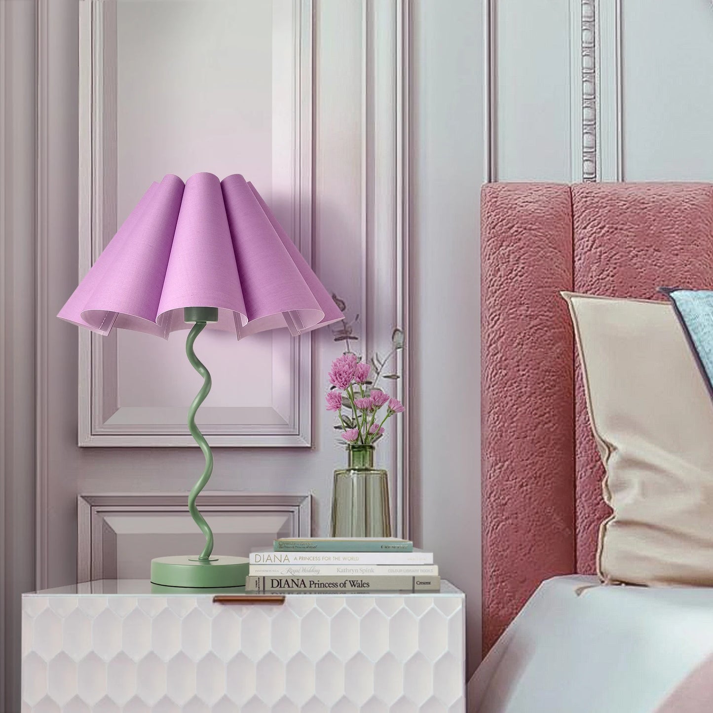 Funky Pleated Table Lamp With Iron Frame Nightstand Living Room Decor Incandescent