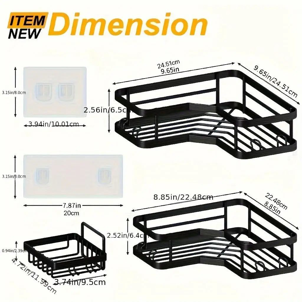 Adhesive Shower Caddy Set 5 Pack Rustproof Stainless Steel