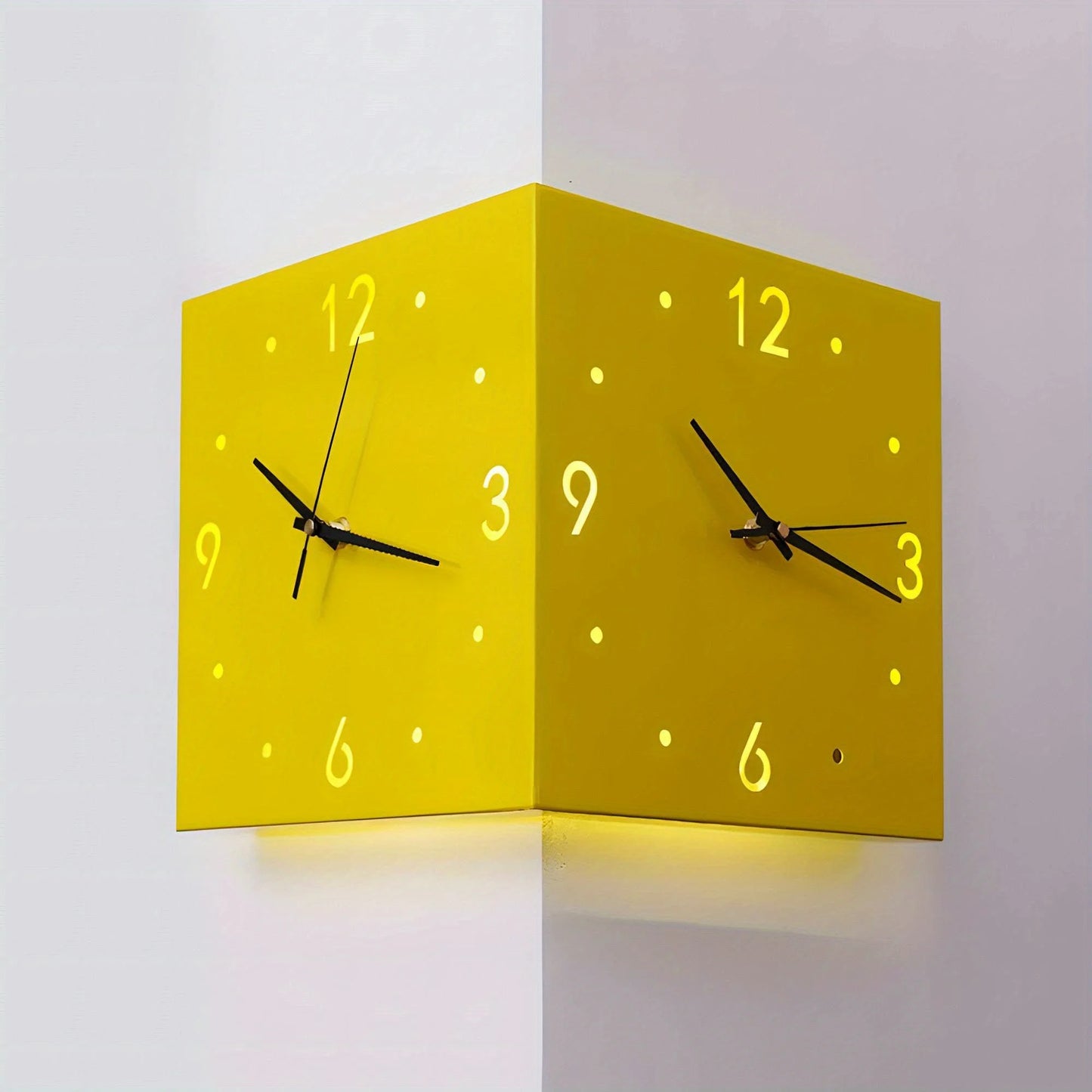 Double Sided Luminous Corner Wall Clock Quartz Mute Modern Living Room Decor Elegant Contemporary