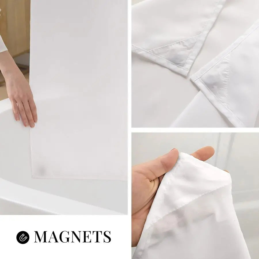 Polyester Shower Curtain Set With Snap In Replacement Liner And Split Rings No Tools Required 200Gsm Heavyweight Fabric