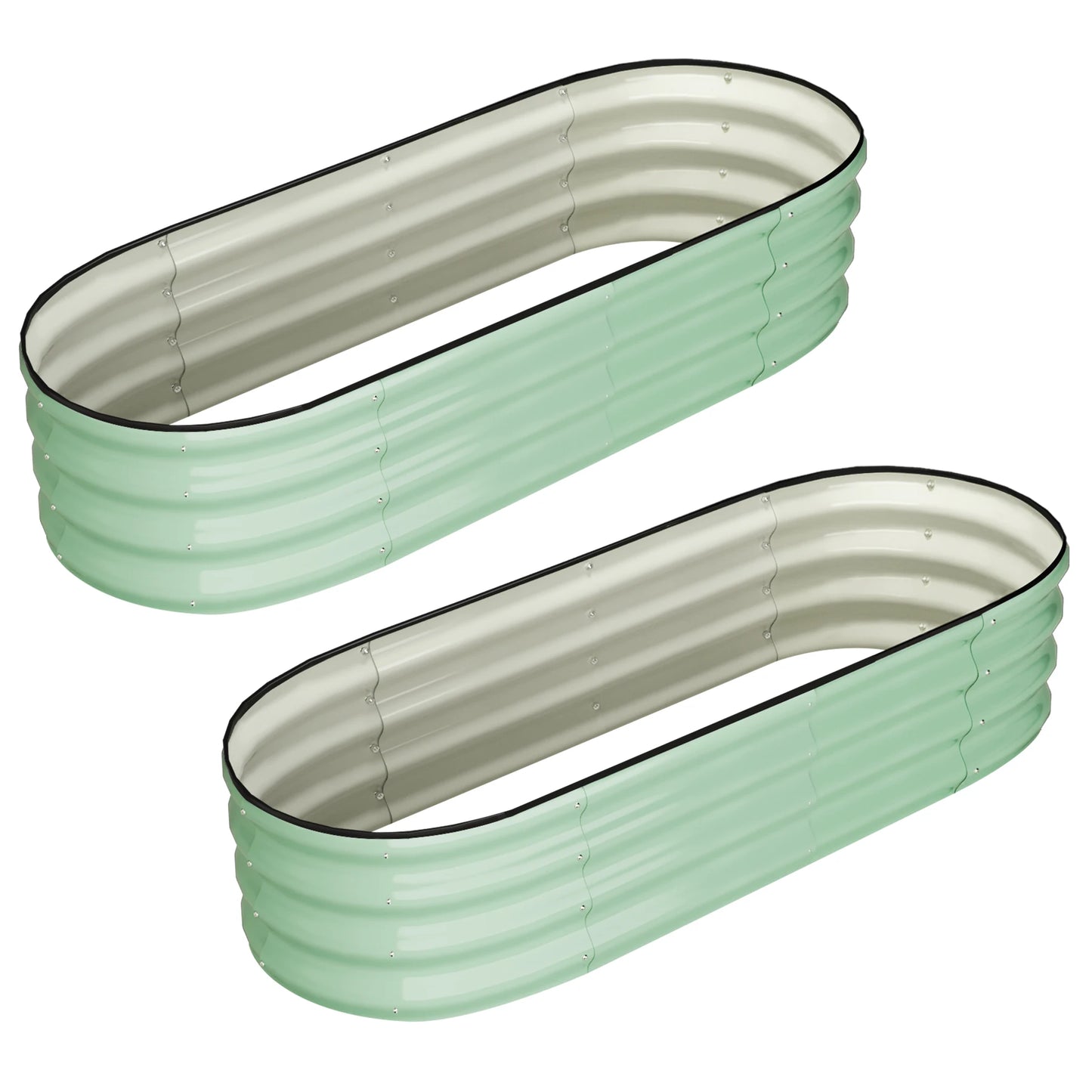 HiMISS Oval Galvanized Raised Garden Bed Set For Outdoor Use Durable Steel Construction With Tool Free Setup