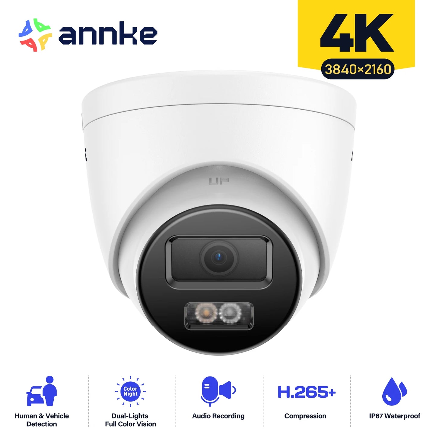 ANNKE 8MP 4K PoE IP Security Camera With Dual Light