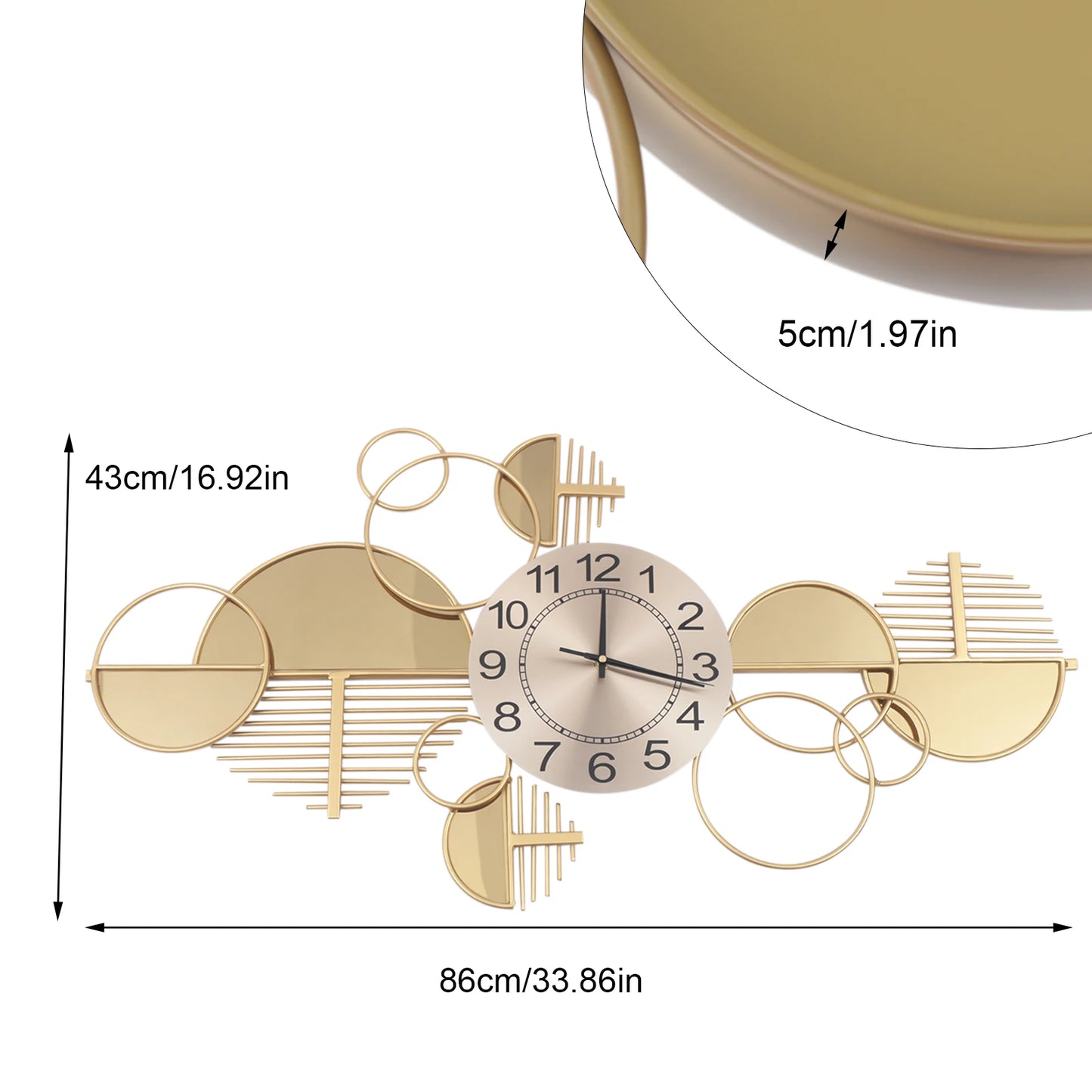 Creative Modern Metal Wall Clock Silent Battery Operated