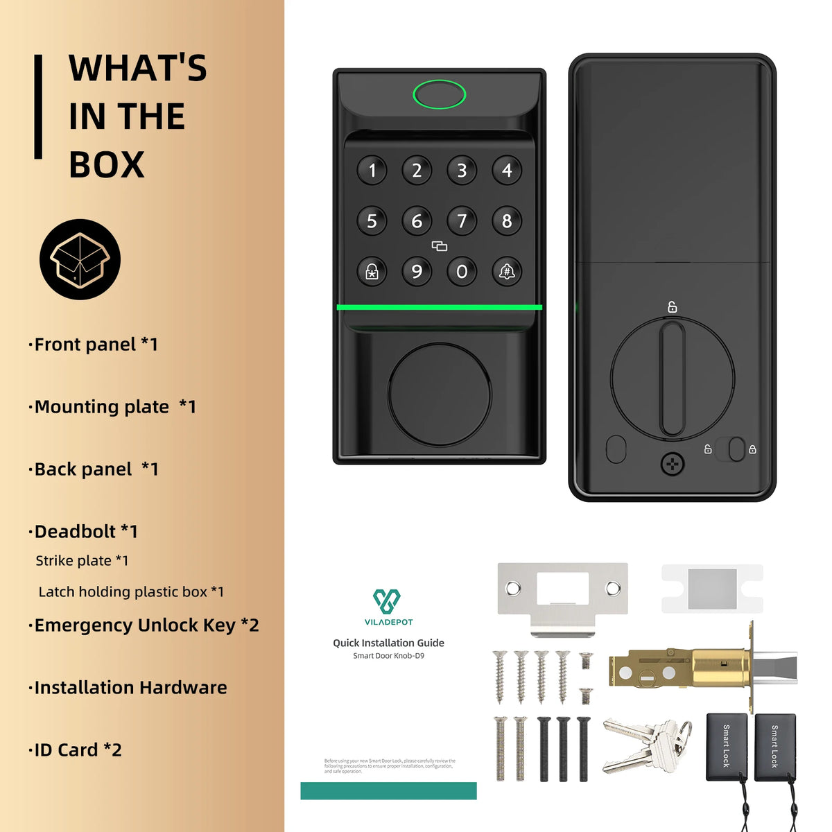 Viladepot Smart Lock Deadbolt Fingerprint App Control Bluetooth