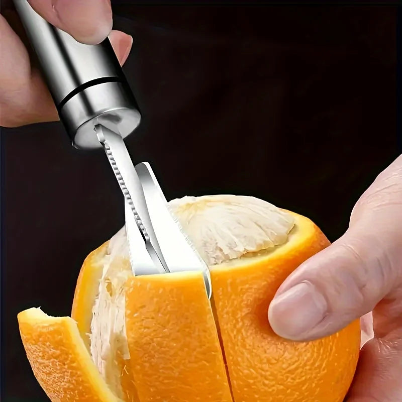 Stainless Steel Citrus Peeler with Handle for Kitchen Zester and Pro Grade Restaurant Gadget