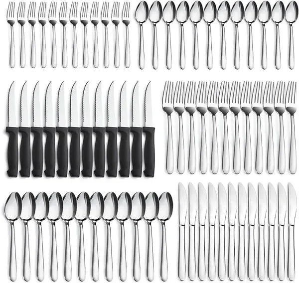 Silverware Set Stainless Steel Flatware With Steak Knives