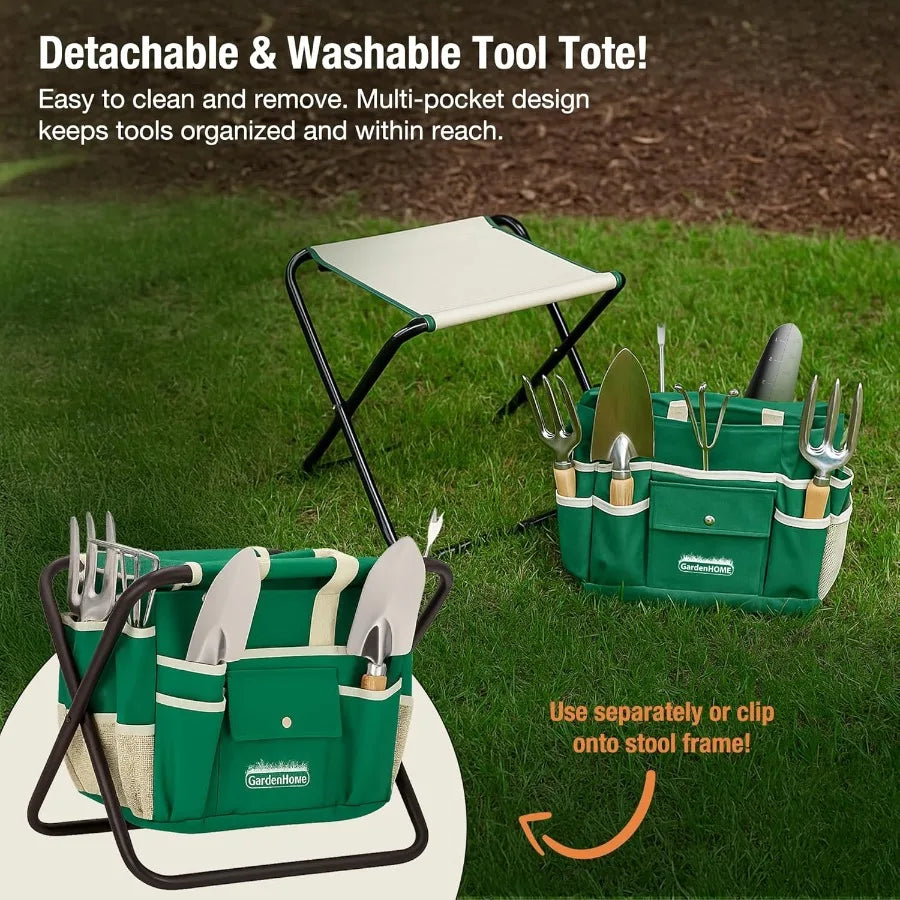 Gardening Tools Sets Stainless Steel Featuring Ergonomic Wooden Handles Included