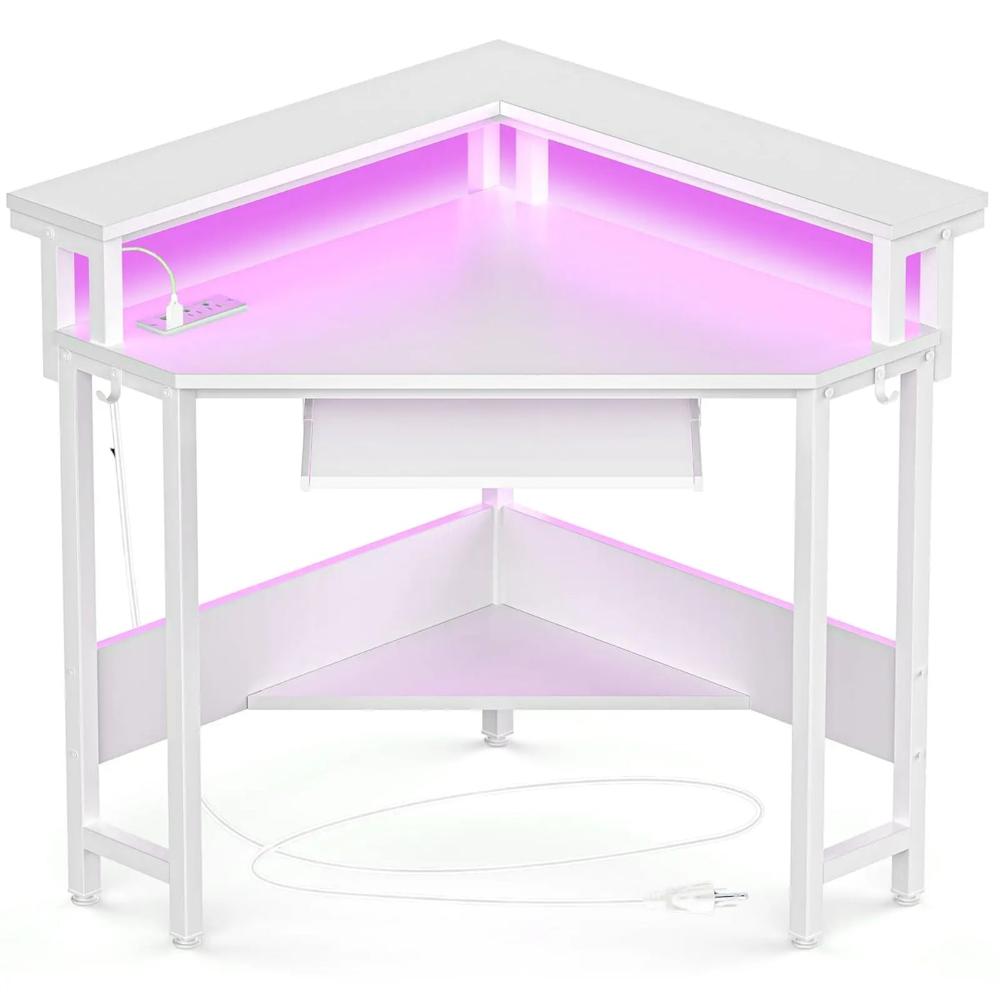 JHK UltraConvenient ErgonomicCorner Desk With HighLuminosityLED And FullWidthStorage