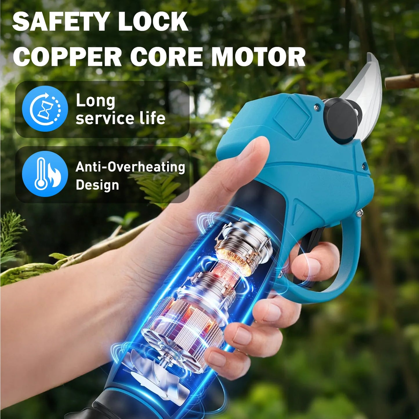 Brushless Electric Pruning Shears With 21V 2Ah Battery For 40mm Branch Cutting High Torque
