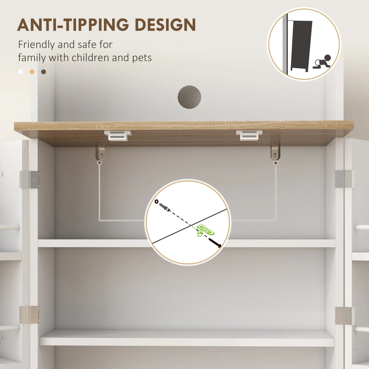 HOMCOM Kitchen Pantry Storage Cabinet With Microwave Stand For Modular Kitchen Organization