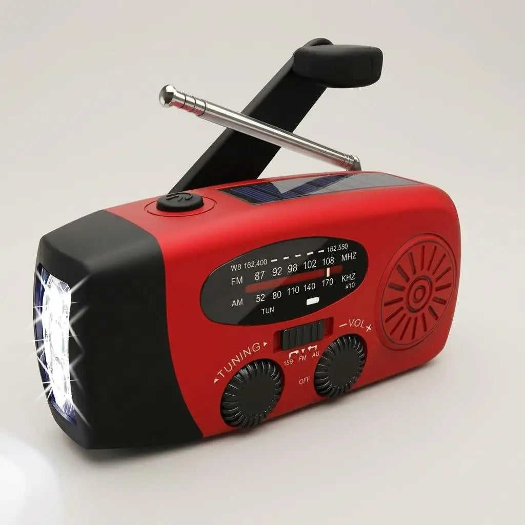 Emergency Solar Hand Crank Radio With Flashlight And Phone Charger
