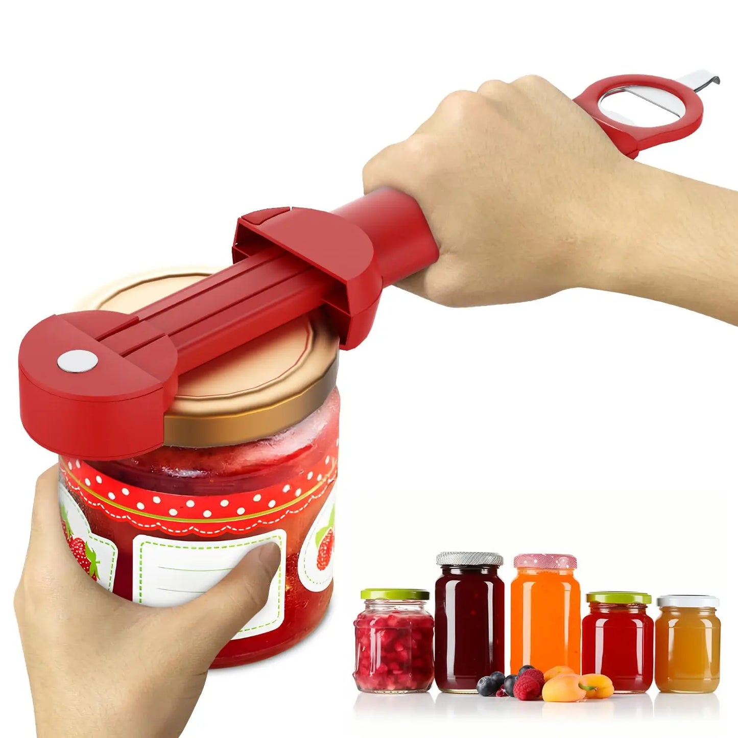 Ergonomic Multifunctional Bottle Opener Adjustable Stainless Steel For Seniors With Easy Grip