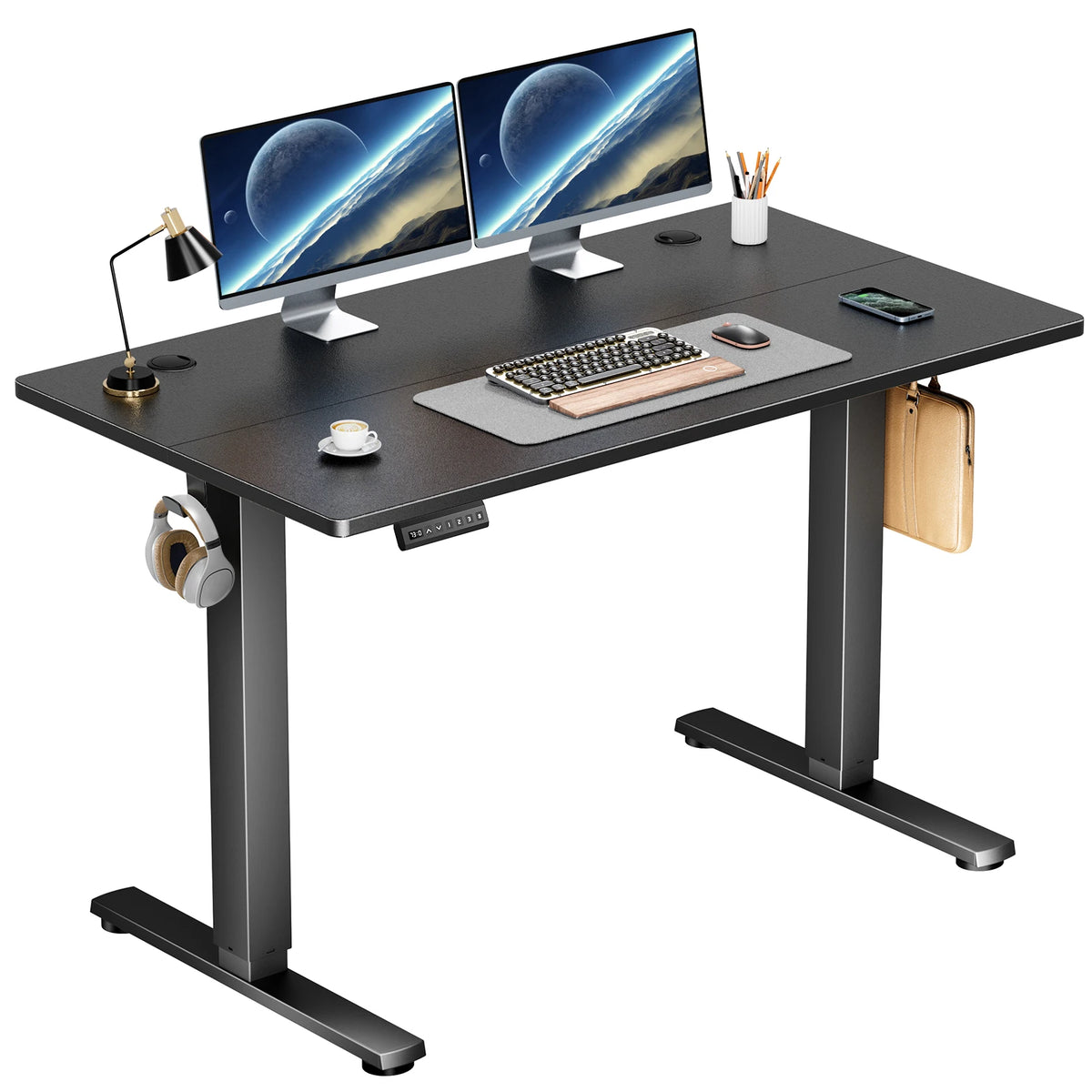 JHK Electric Height Adjustable Standing Desk 40x24 Inch Ergonomic Sit Stand Computer Workstation For Home Office Use