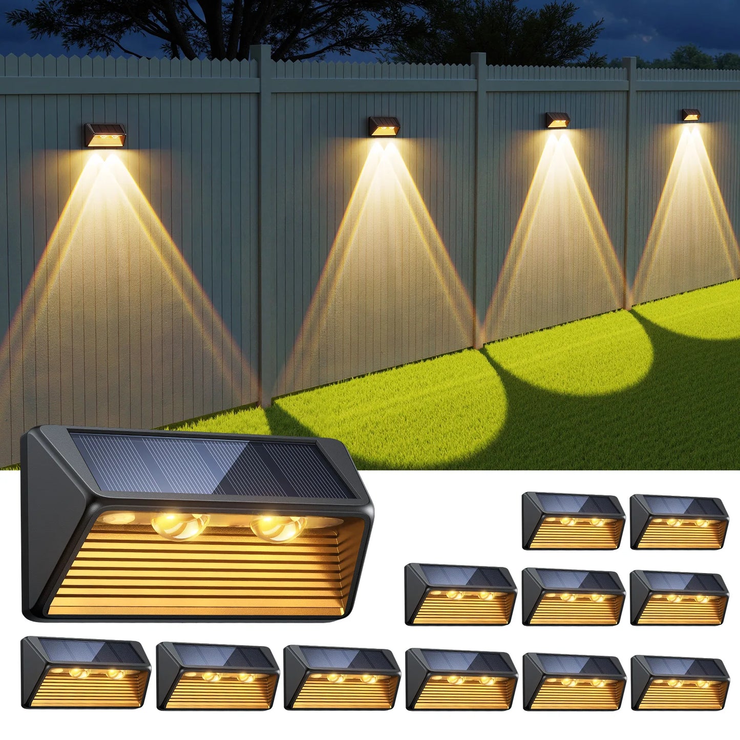 KPSTEK Solar Fence Step Lights Self Powered Weatherproof EnergyEfficient KitProPlus