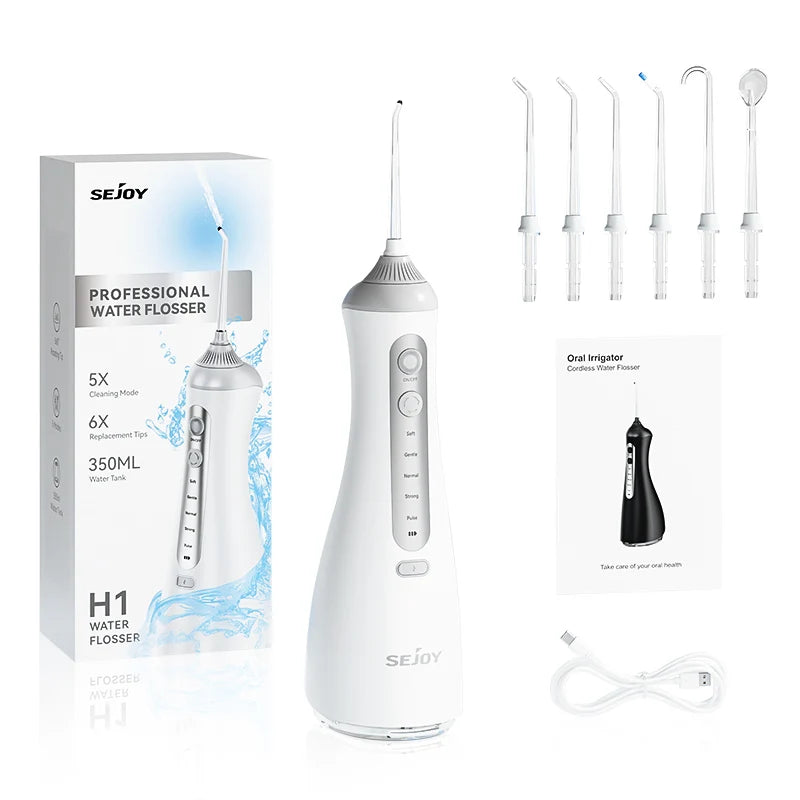 Sejoy Water Flosser Portable Cordless With 6 Jets And 6 Modes For Deep Cleaning Between Teeth