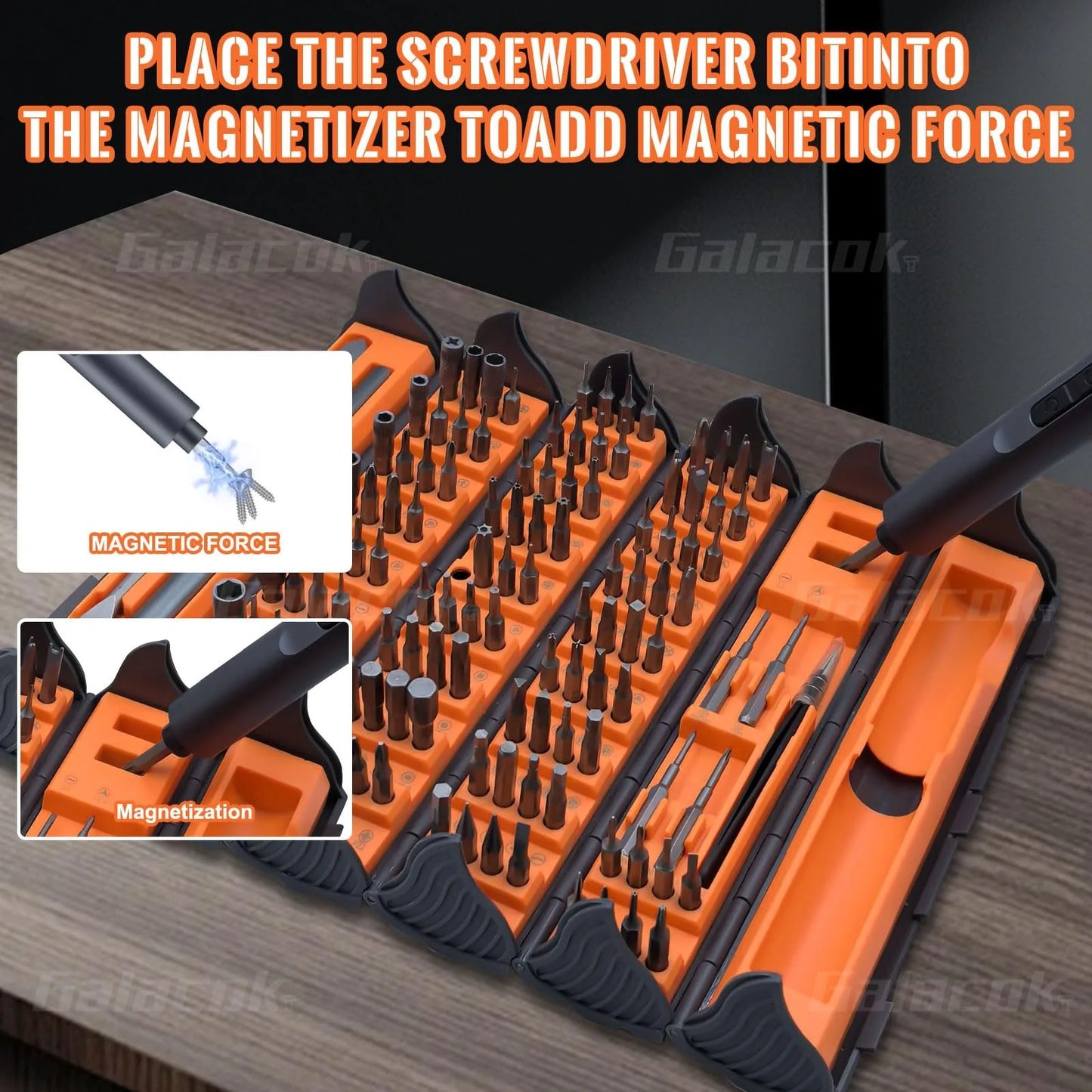 Galacok 138-In-1 Electric Precision Screwdriver Kit With 122 Magnetic Bits