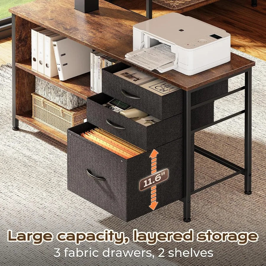 Standing Desk With Outlets Storage Cabinet Shelves And Drawers For Home Office