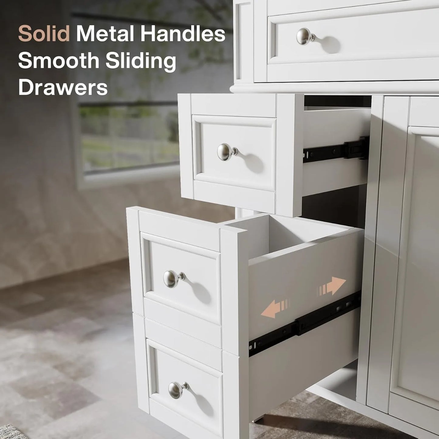 36" Bathroom Vanity with Sink with 4 Drawers & 2 Doors, Bathroom Sink Cabinet