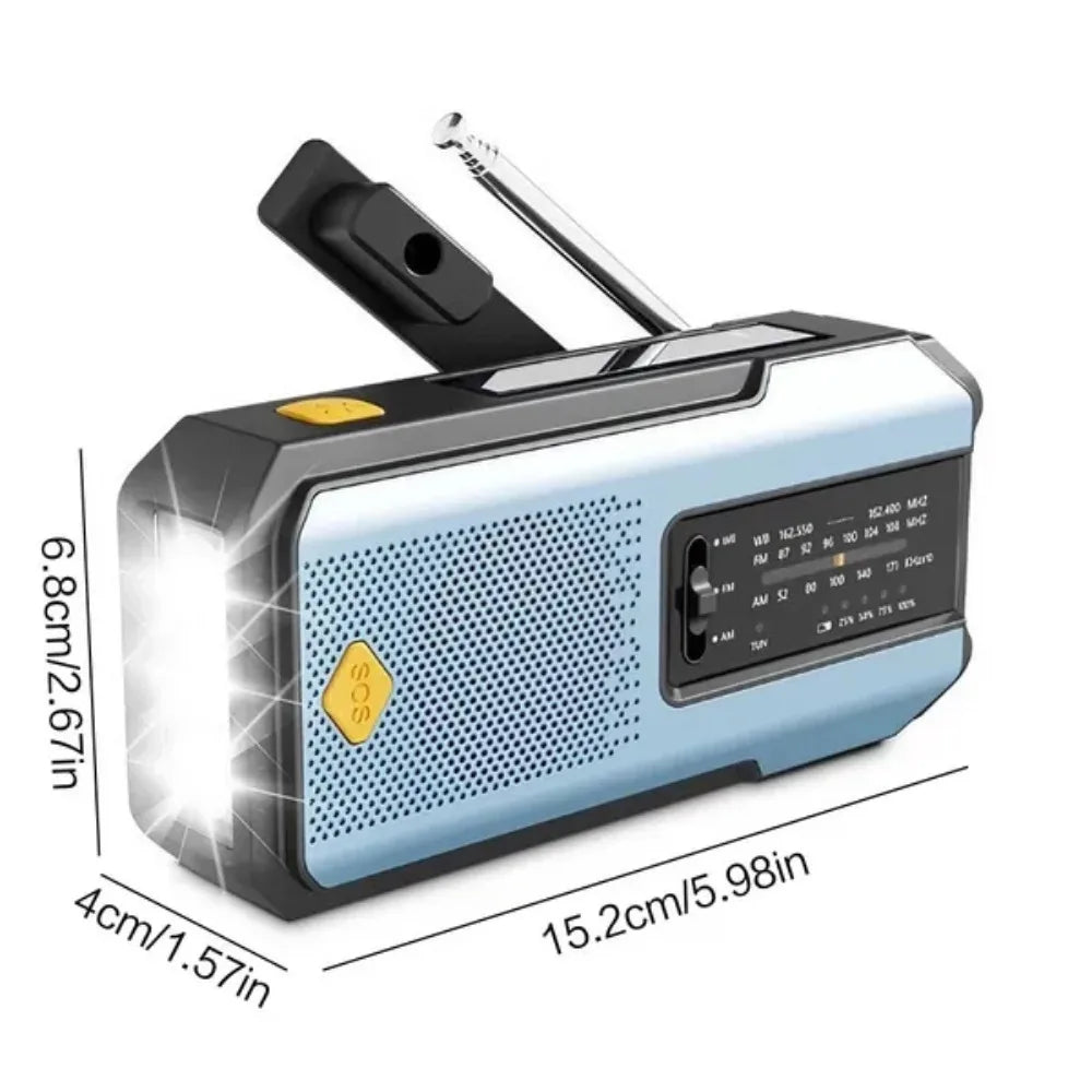 Stonego Solar Hand Crank Emergency Radio With USB Power Bank
