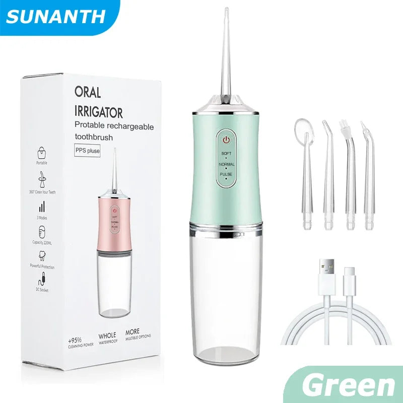 Portable Cordless Dental Water Flosser IPX7 Waterproof With 3 Modes And 1200 Pulses Per Minute
