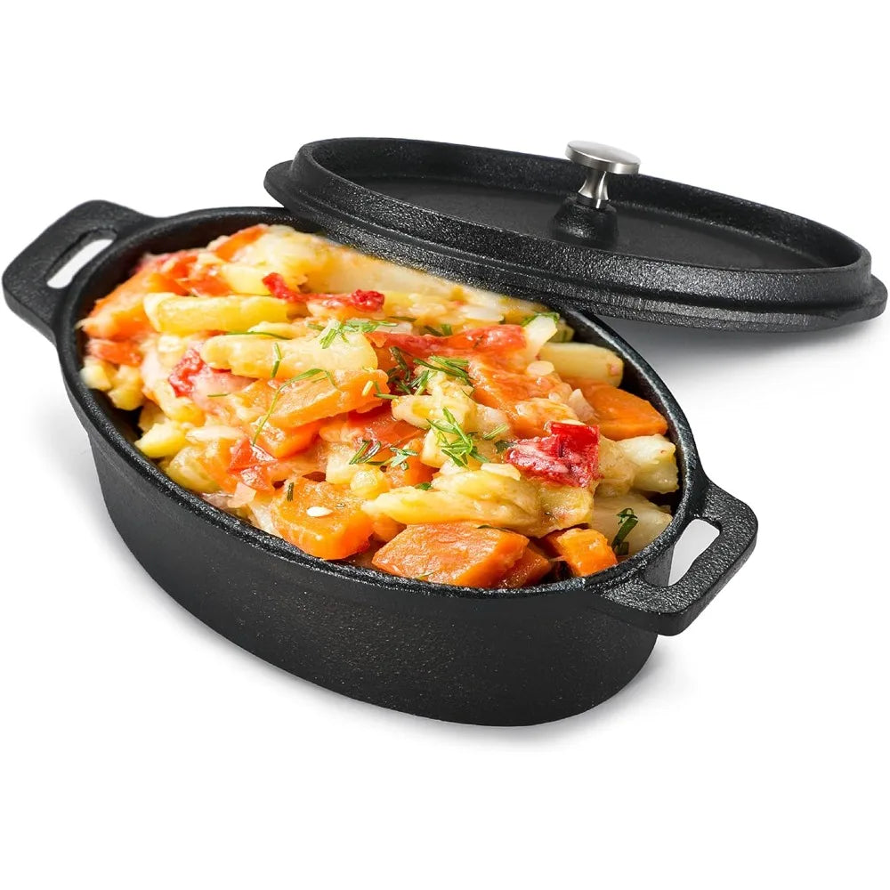 Preseasoned Cast Iron Dutch Oven With Dome Lid And Handles