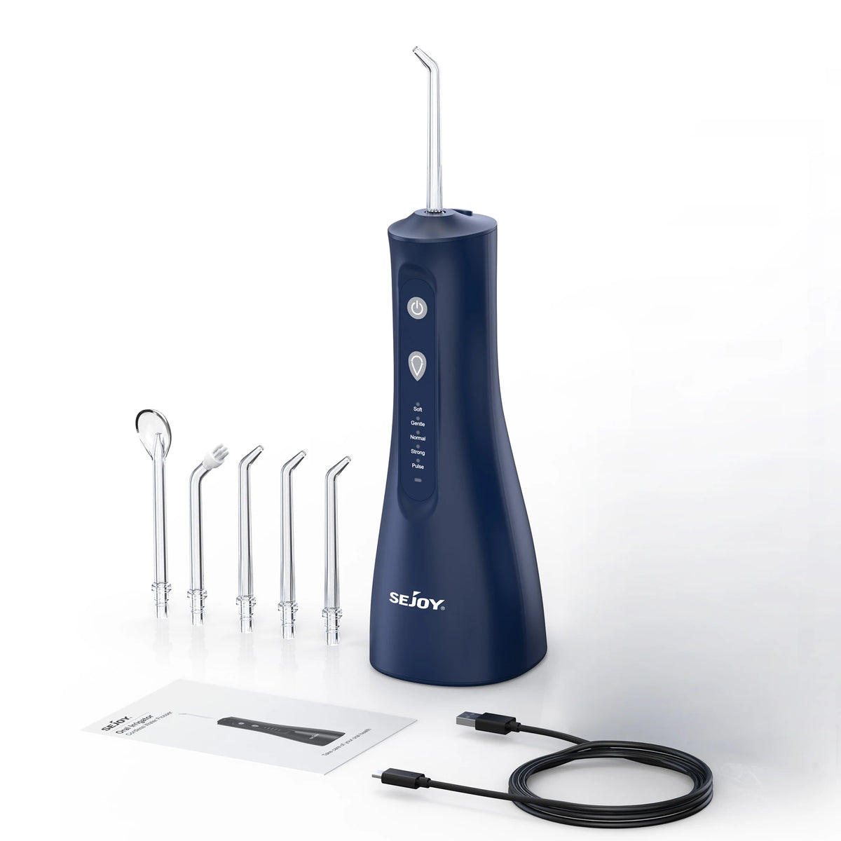 SEJOY Portable Electric Water Flosser Irrigator 5 Jet Tips And 1400 To 1800 Pulses Per Minute Adjustable 10 To 90 PSI