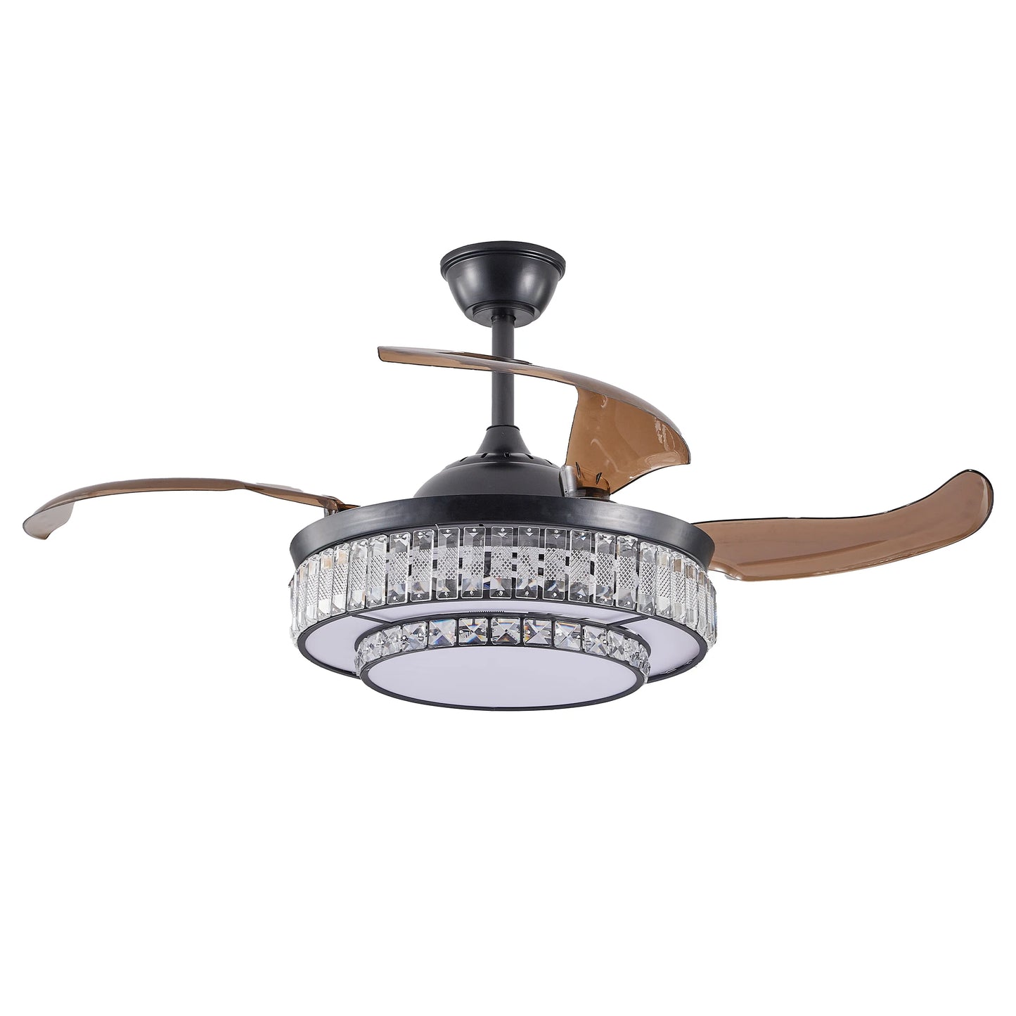 ARLGSITE Luxurious Crystal Ceiling Fan Light Remote Control Timer